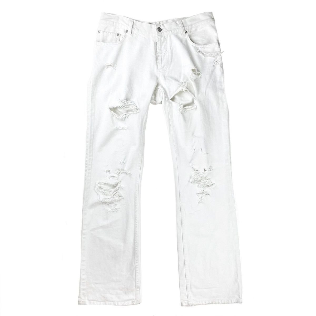 Helmut Lang HELMUT LANG THRASHED WHITE BOOTCUT SAMPLE DENIM Size US 30 / EU 46 - 2 Thumbnail