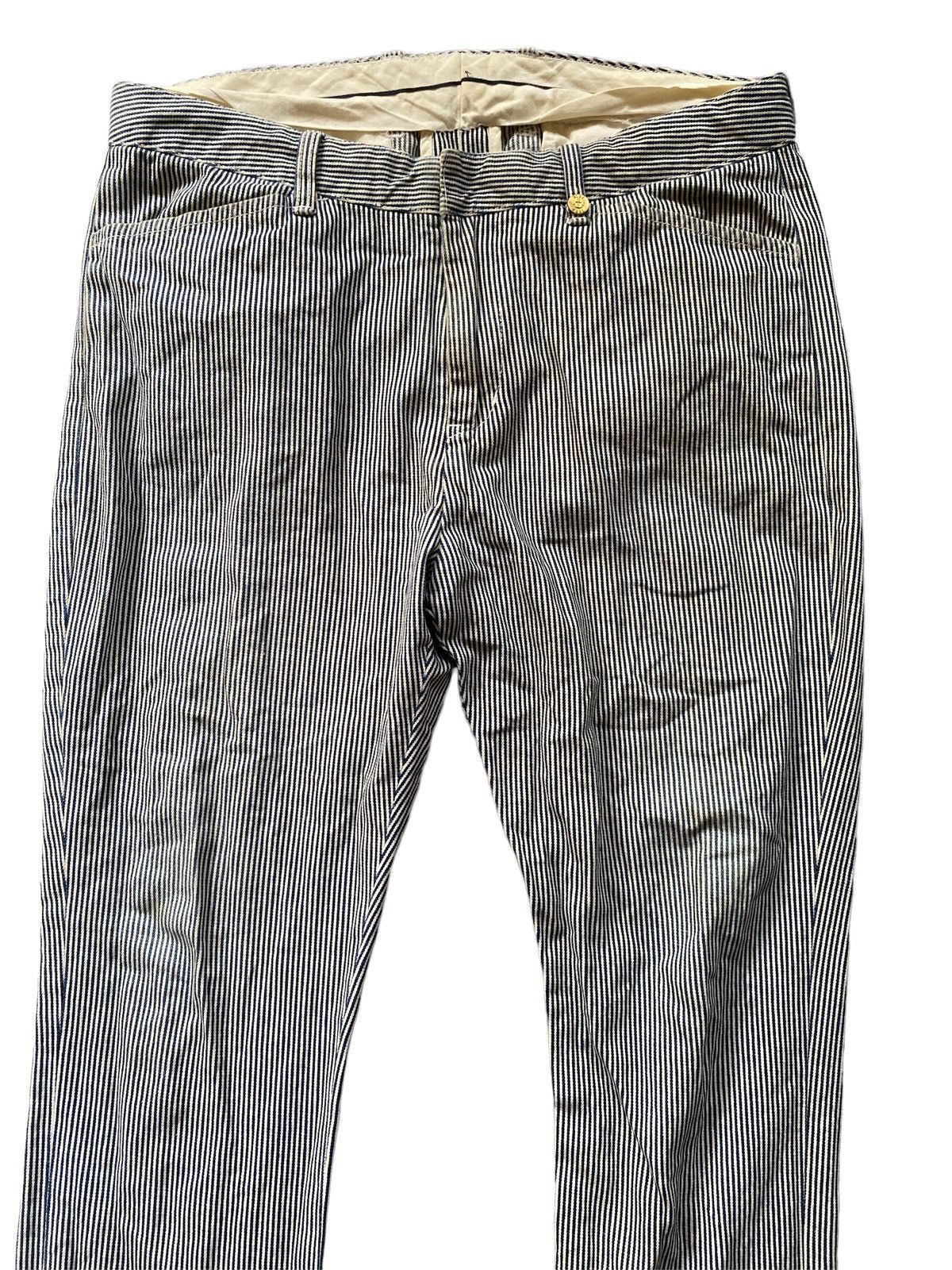 Vintage Blue Work Pants Hickory Stripe