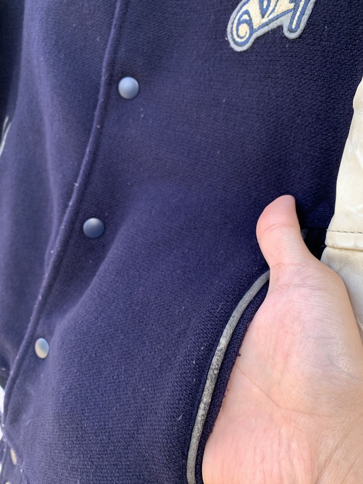 ABAHOUSE × Vintage Vintage Abahouse Leather Sleeves Varsity Jacket Size US M / EU 48-50 / 2 - 6 Thumbnail