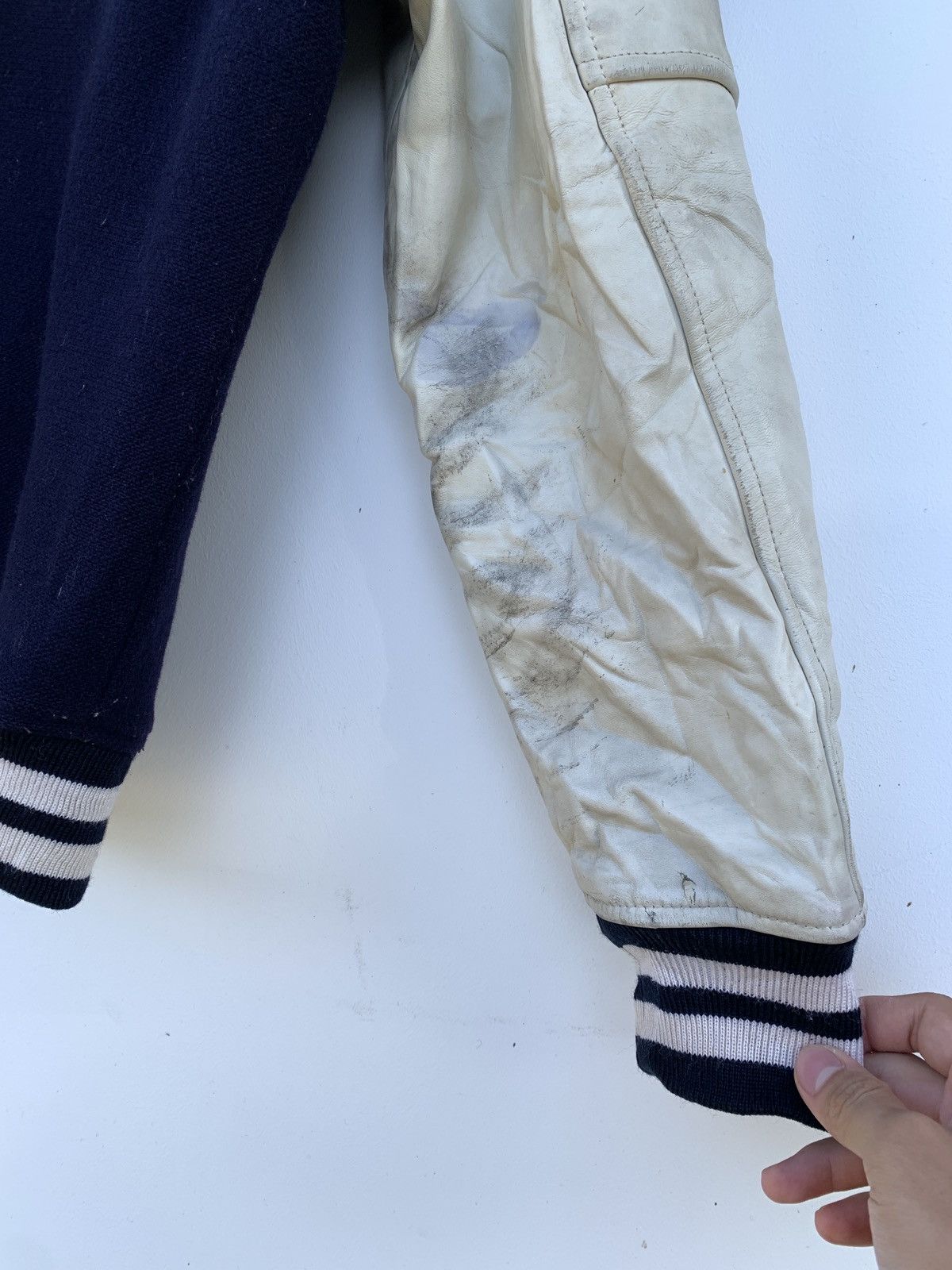 ABAHOUSE × Vintage Vintage Abahouse Leather Sleeves Varsity Jacket Size US M / EU 48-50 / 2 - 12 Thumbnail