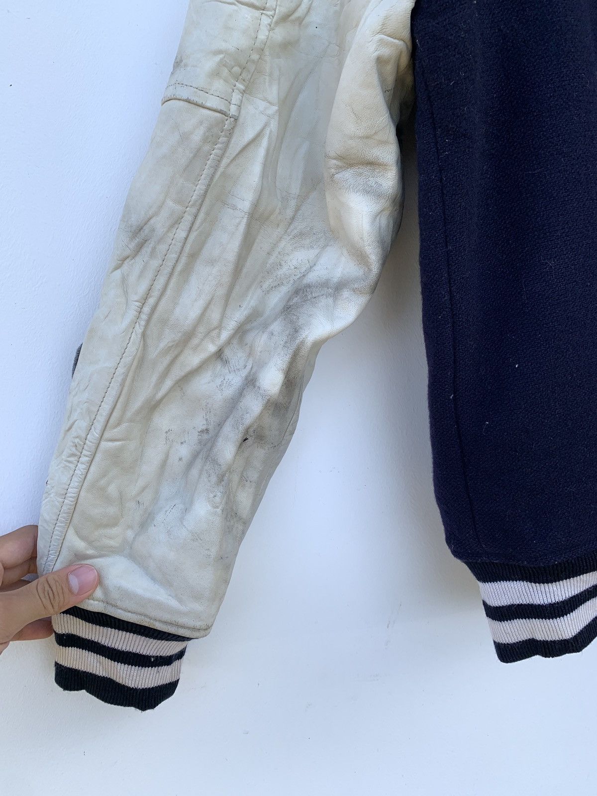 ABAHOUSE × Vintage Vintage Abahouse Leather Sleeves Varsity Jacket Size US M / EU 48-50 / 2 - 11 Thumbnail