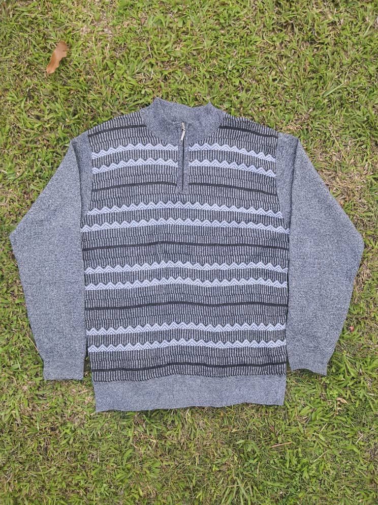 VERY RARE VERA VALENTINO STYLE PATTERN QUARTER ZIP