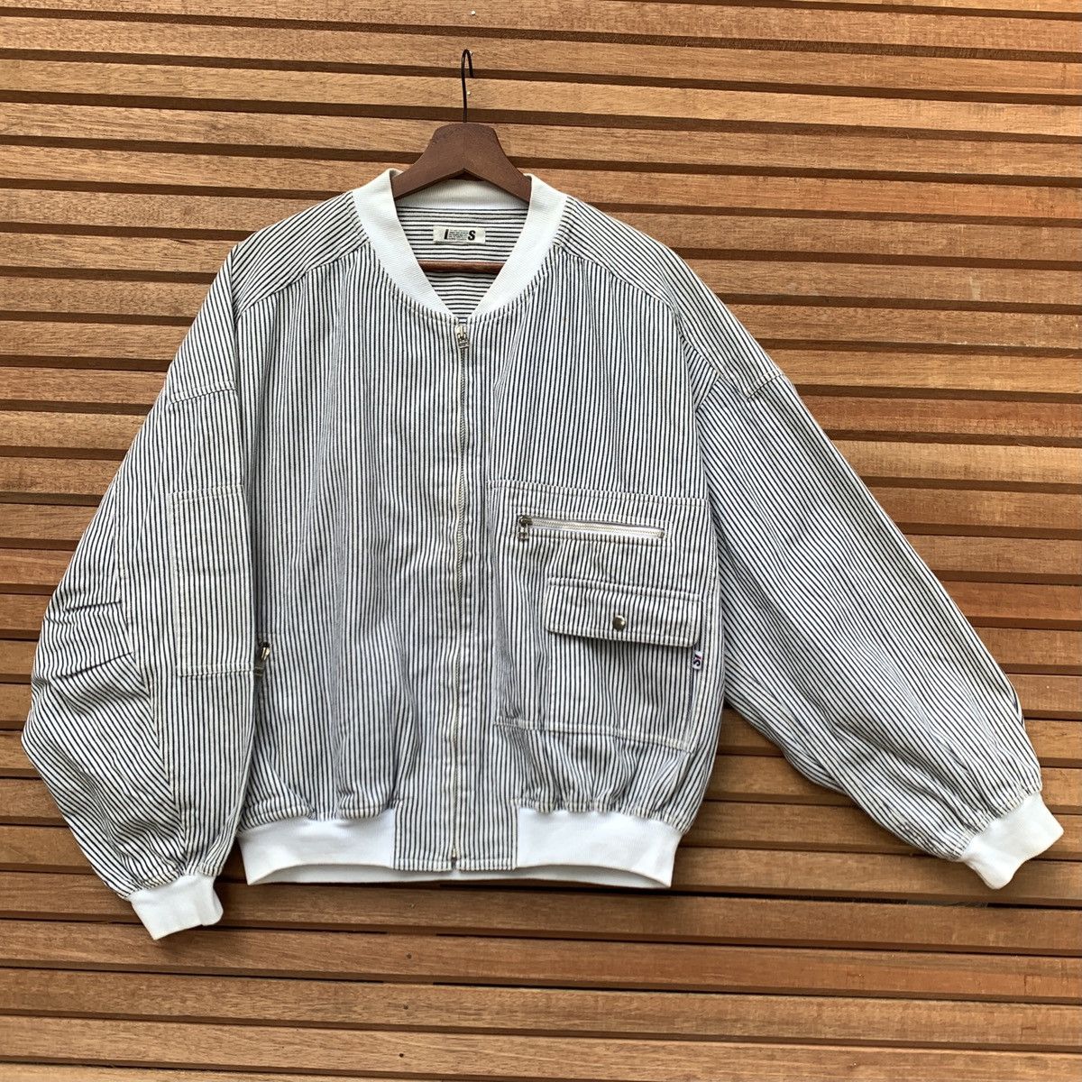 Issey Miyake ISSEY SPORT I.S MA-1 BOMBER VINTAGE STRIPED COTTON JACKET Size US M / EU 48-50 / 2 - 3 Thumbnail