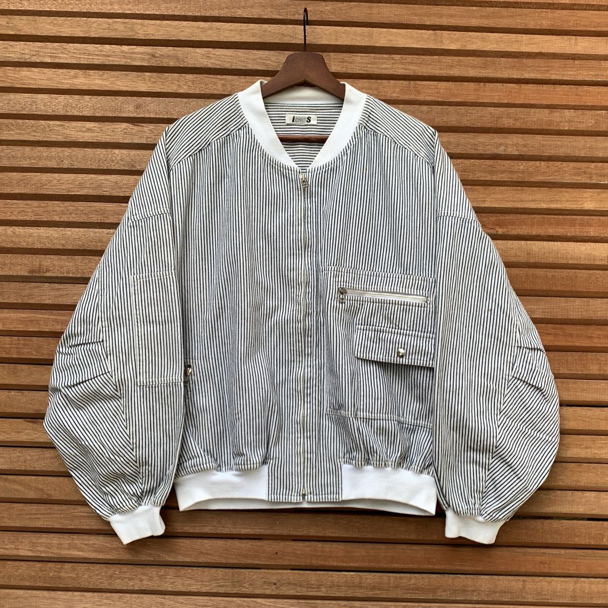 Issey Miyake ISSEY SPORT I.S MA-1 BOMBER VINTAGE STRIPED COTTON JACKET Size US M / EU 48-50 / 2 - 2 Thumbnail