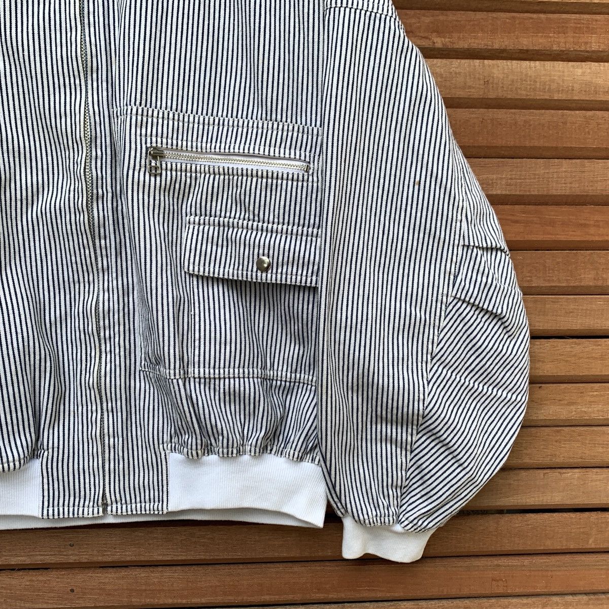 Issey Miyake ISSEY SPORT I.S MA-1 BOMBER VINTAGE STRIPED COTTON JACKET Size US M / EU 48-50 / 2 - 6 Thumbnail