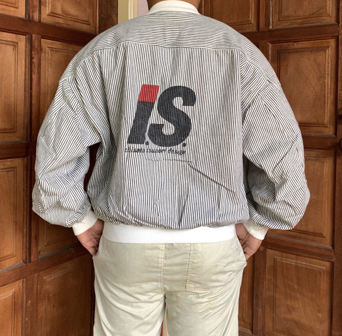Issey Miyake ISSEY SPORT I.S MA-1 BOMBER VINTAGE STRIPED COTTON JACKET Size US M / EU 48-50 / 2 - 12 Thumbnail