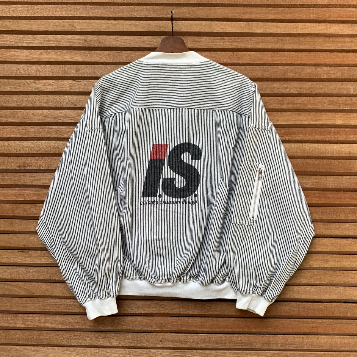 Issey Miyake ISSEY SPORT I.S MA-1 BOMBER VINTAGE STRIPED COTTON JACKET Size US M / EU 48-50 / 2 - 1 Thumbnail