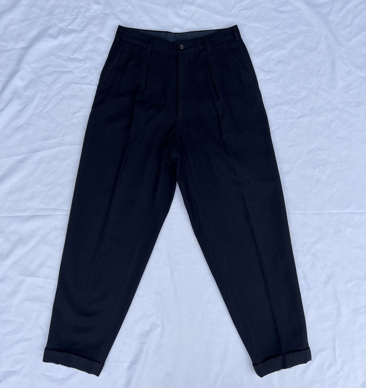 Comme des Garcons Homme Plus Archive 1988 CDGHP Dark Blue Wool Baggy Trouser Pant Size US 30 / EU 46 - 1 Thumbnail