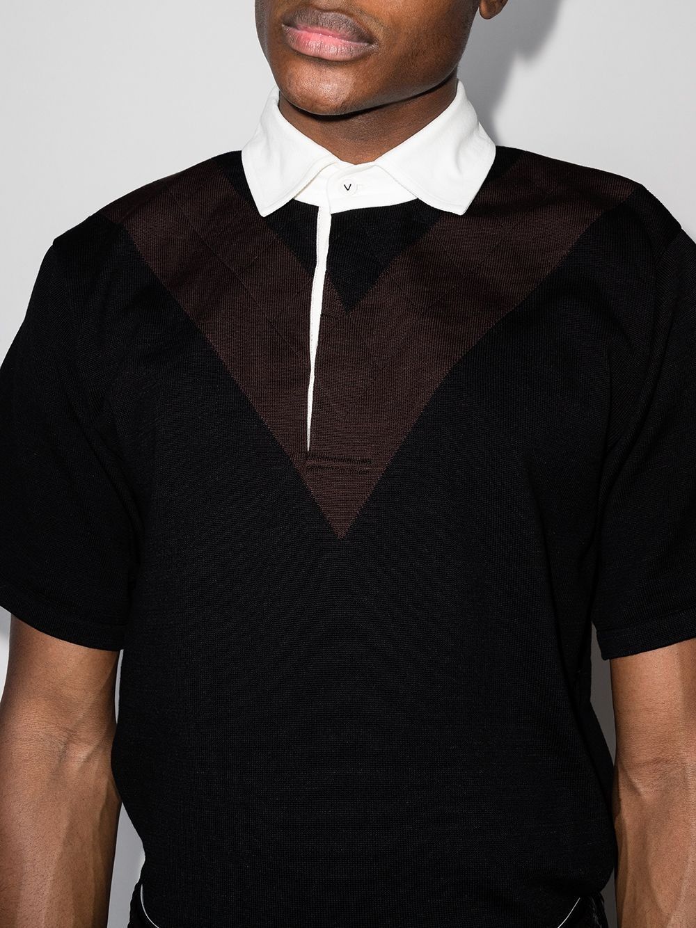 Bottega Veneta Black and Brown Chevron Panel Polo Size XS / US 0-2 / IT 36-38 - 5 Thumbnail