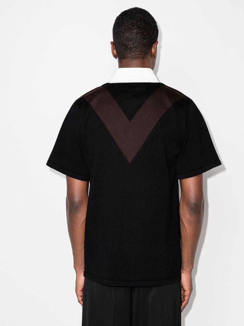 Bottega Veneta Black and Brown Chevron Panel Polo Size XS / US 0-2 / IT 36-38 - 7 Thumbnail