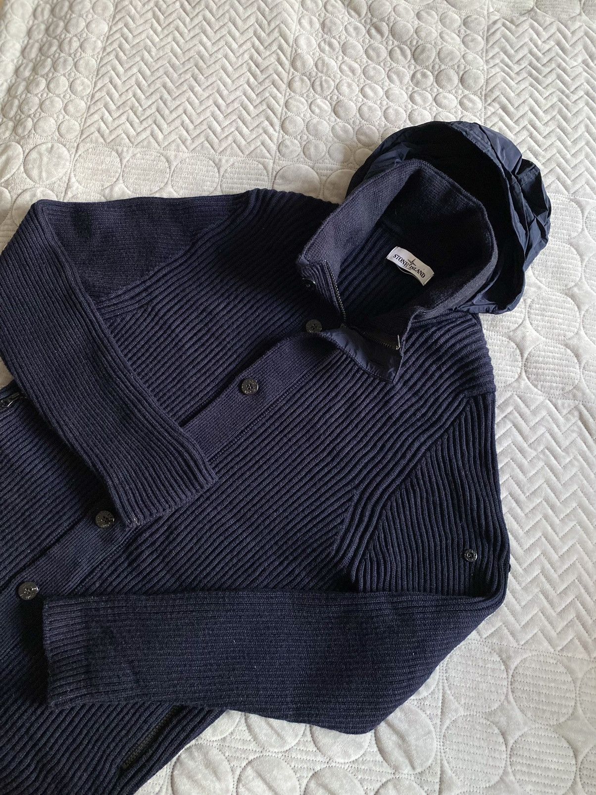 Stone Island zipped navy wool jumper