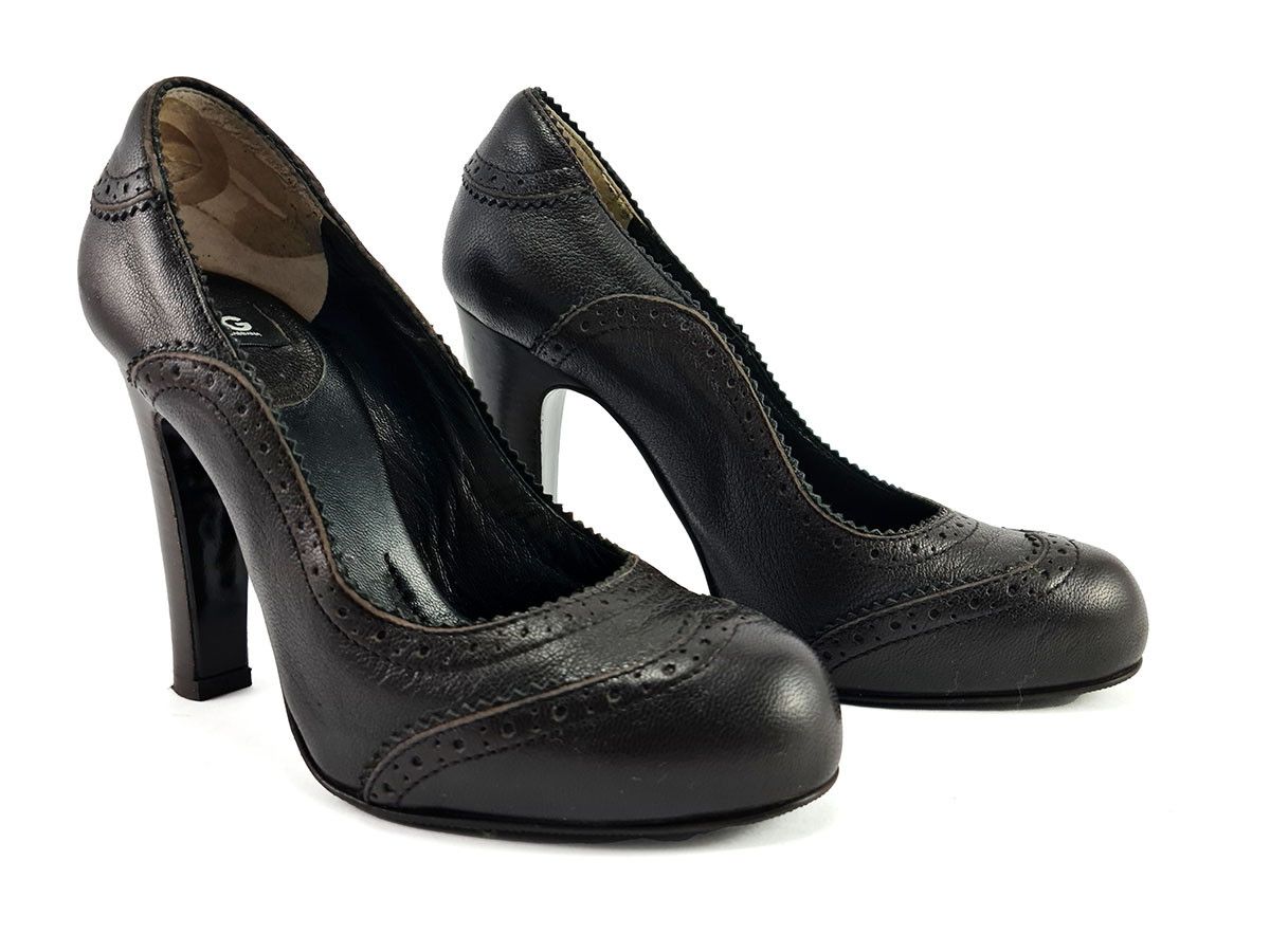 Dolce & Gabbana D&G Brown Leather High Heels Pumps Women’s Size US 5 EU 35 Size US 5 / IT 35 - 5 Thumbnail