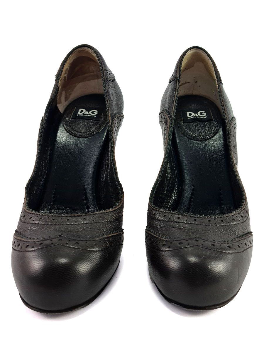 Dolce & Gabbana D&G Brown Leather High Heels Pumps Women’s Size US 5 EU 35 Size US 5 / IT 35 - 4 Thumbnail