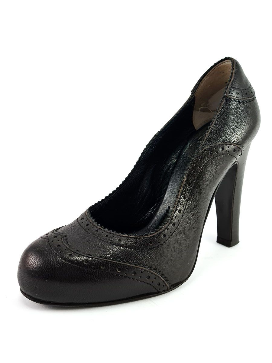 Dolce & Gabbana D&G Brown Leather High Heels Pumps Women’s Size US 5 EU 35 Size US 5 / IT 35 - 2 Thumbnail