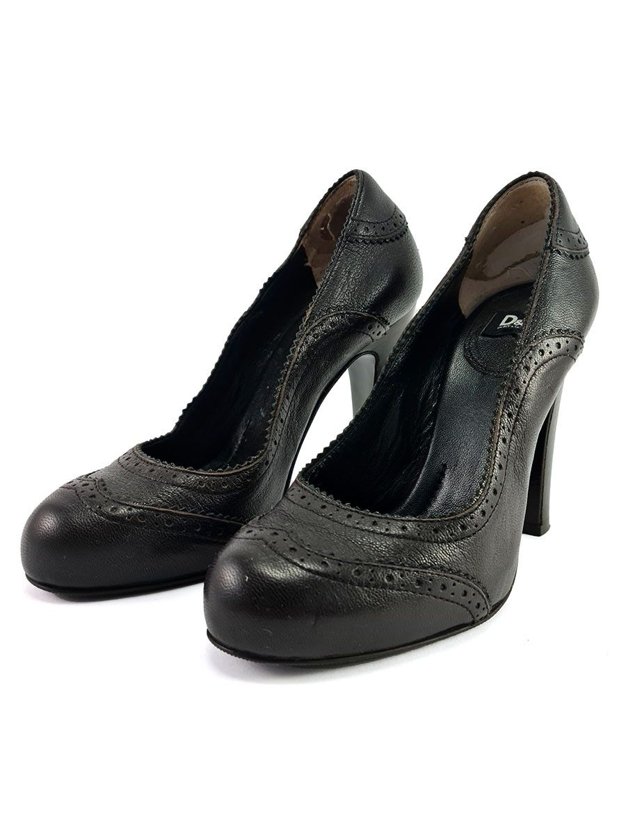 Dolce & Gabbana D&G Brown Leather High Heels Pumps Women’s Size US 5 EU 35 Size US 5 / IT 35 - 3 Thumbnail