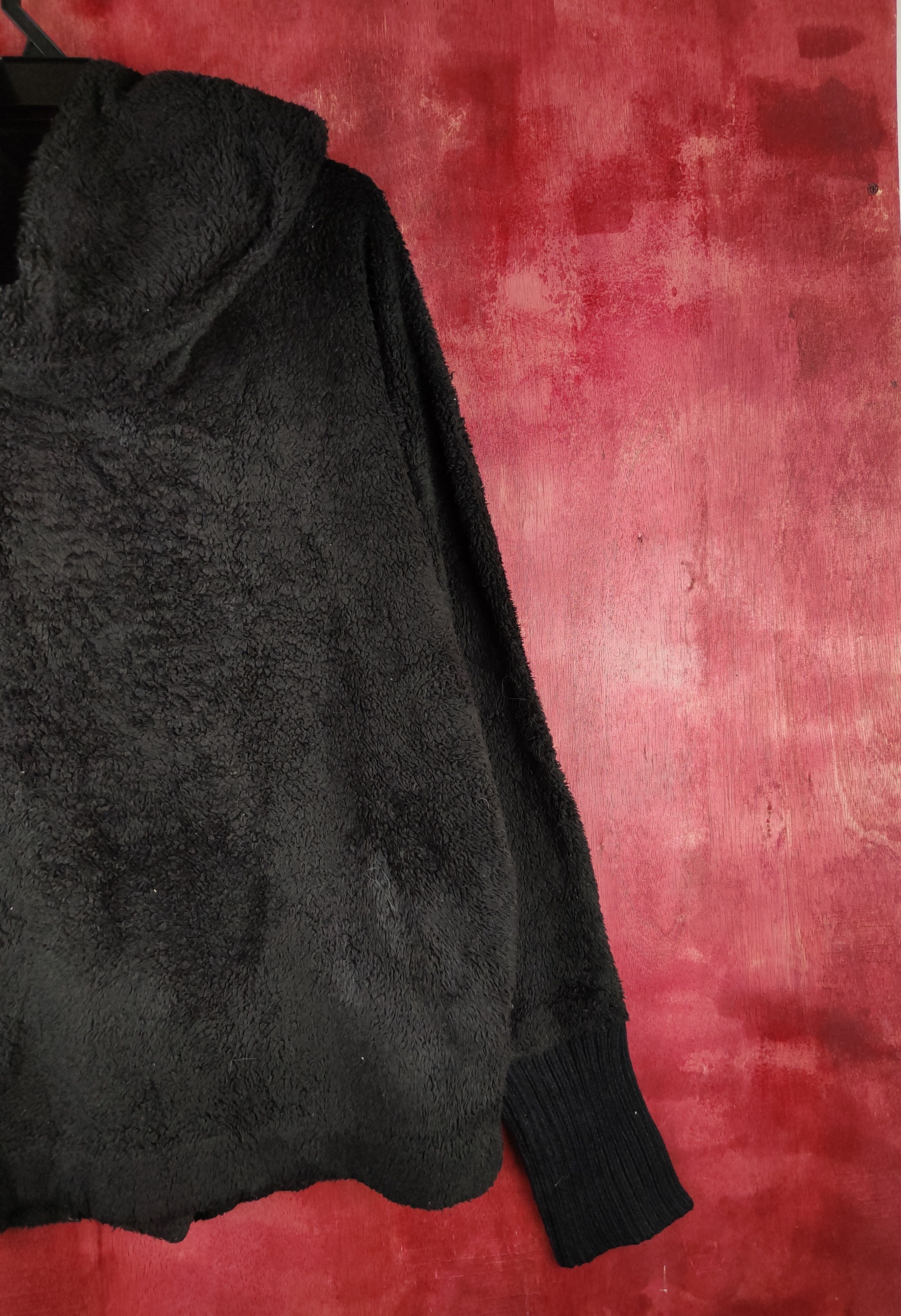 Japanese Brand DLS Jeanasis fleece Black Shag Shaggy Fur Knitwear #BB601 Size US L / EU 52-54 / 3 - 9 Thumbnail