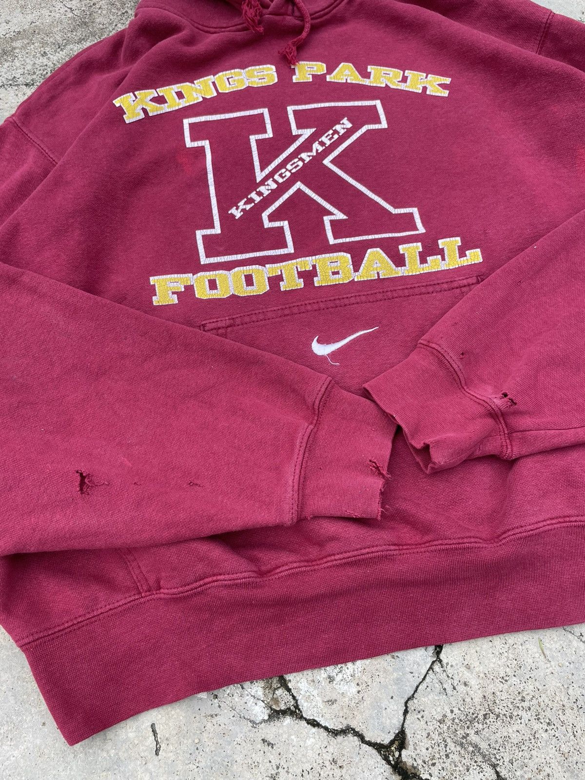Nike Vintage Distressed NIKE Center Swoosh Hoodie Pullover Baggy Size US M / EU 48-50 / 2 - 7 Thumbnail