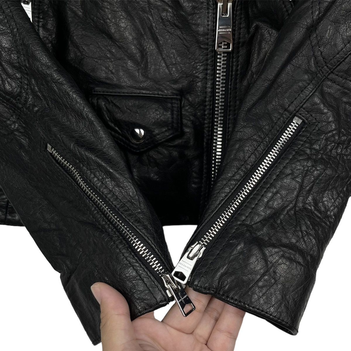 Allsaints Last Drop❗️ Allsaint Leather Jacket Sheepskin Collar Size US XS / EU 42 / 0 - 7 Thumbnail