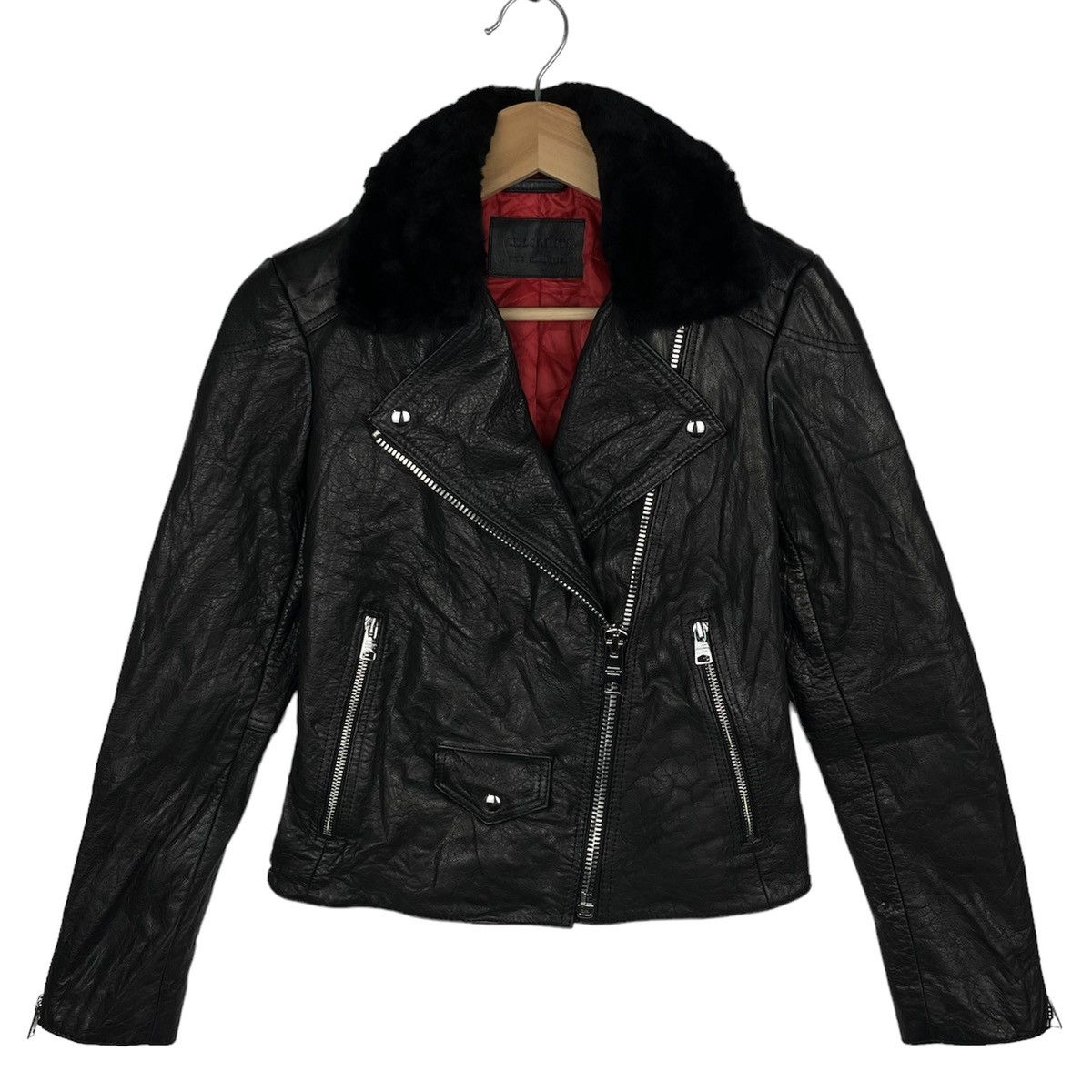 Allsaints Last Drop❗️ Allsaint Leather Jacket Sheepskin Collar Size US XS / EU 42 / 0 - 1 Thumbnail