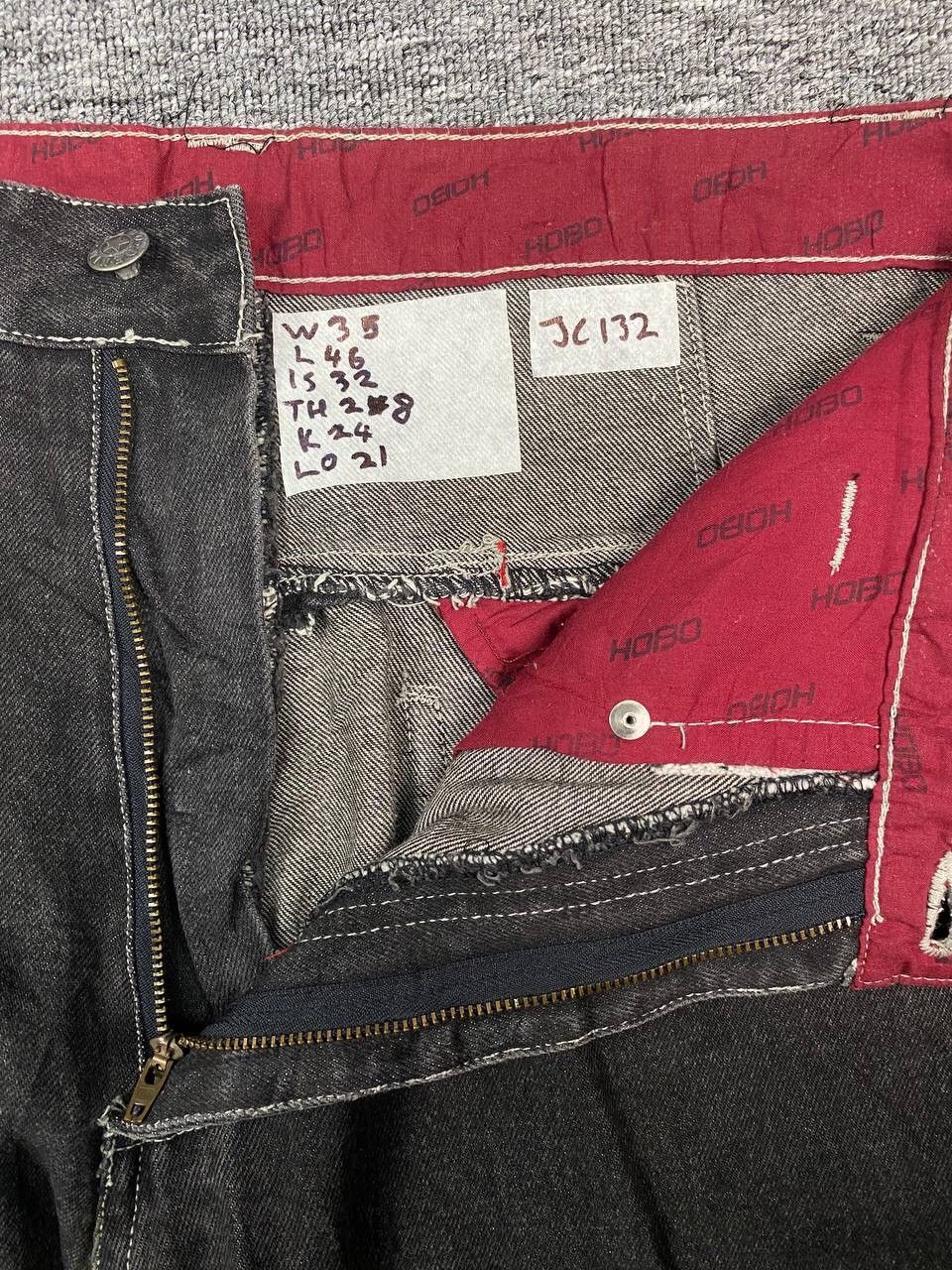 Hobo × Japanese Brand × Vintage Vintage Hobo Jeans Baggy Faded Wash Cargo Pant Black Denim Size US 35 - 10 Thumbnail