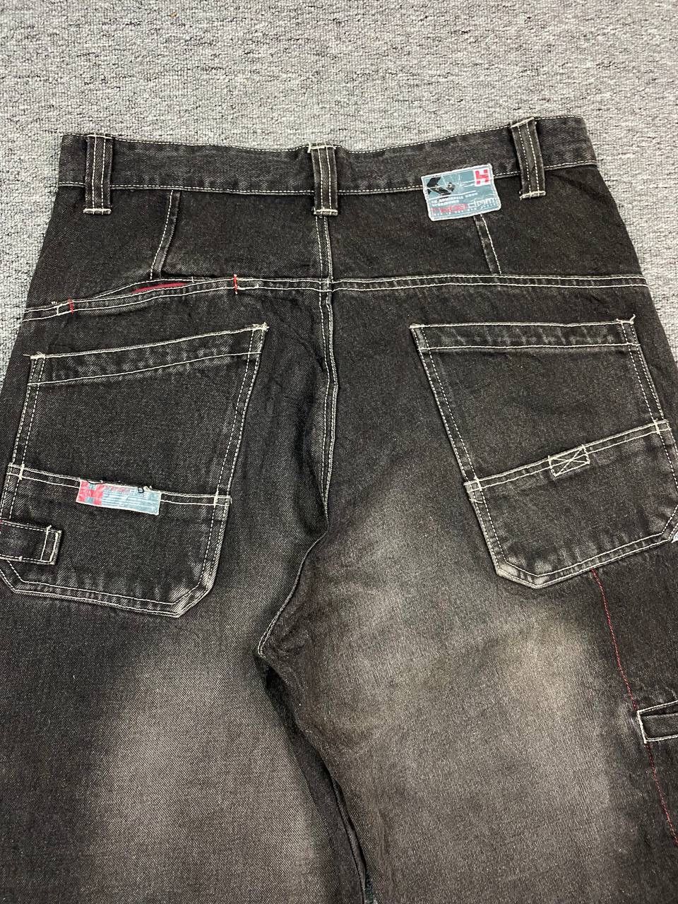 Hobo × Japanese Brand × Vintage Vintage Hobo Jeans Baggy Faded Wash Cargo Pant Black Denim Size US 35 - 4 Thumbnail