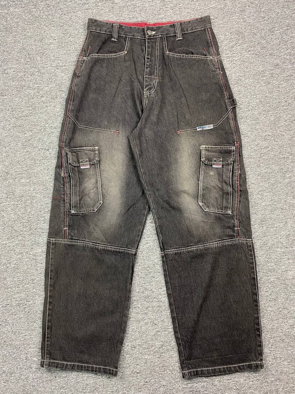 Hobo × Japanese Brand × Vintage Vintage Hobo Jeans Baggy Faded Wash Cargo Pant Black Denim Size US 35 - 1 Thumbnail