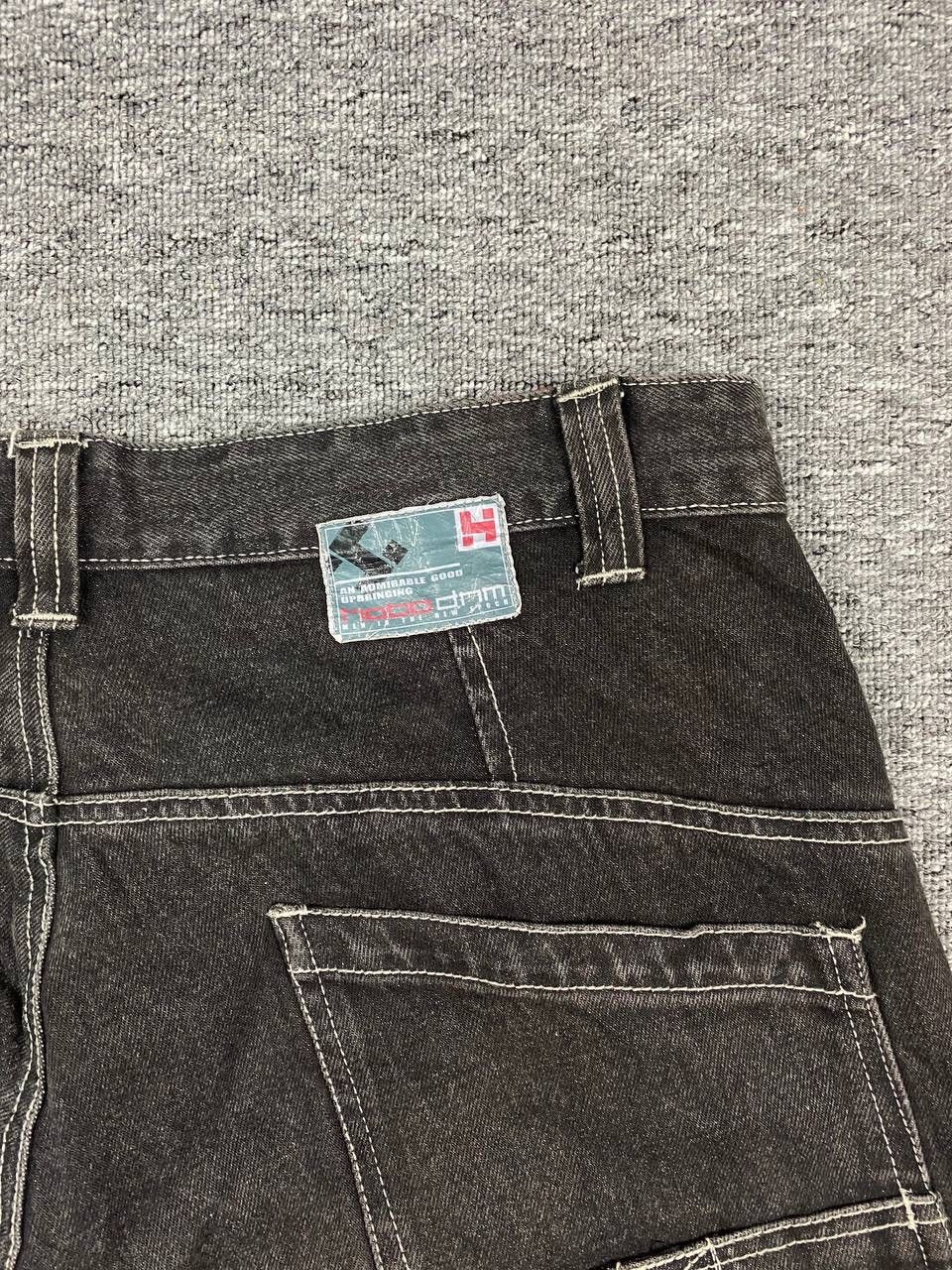 Hobo × Japanese Brand × Vintage Vintage Hobo Jeans Baggy Faded Wash Cargo Pant Black Denim Size US 35 - 7 Thumbnail