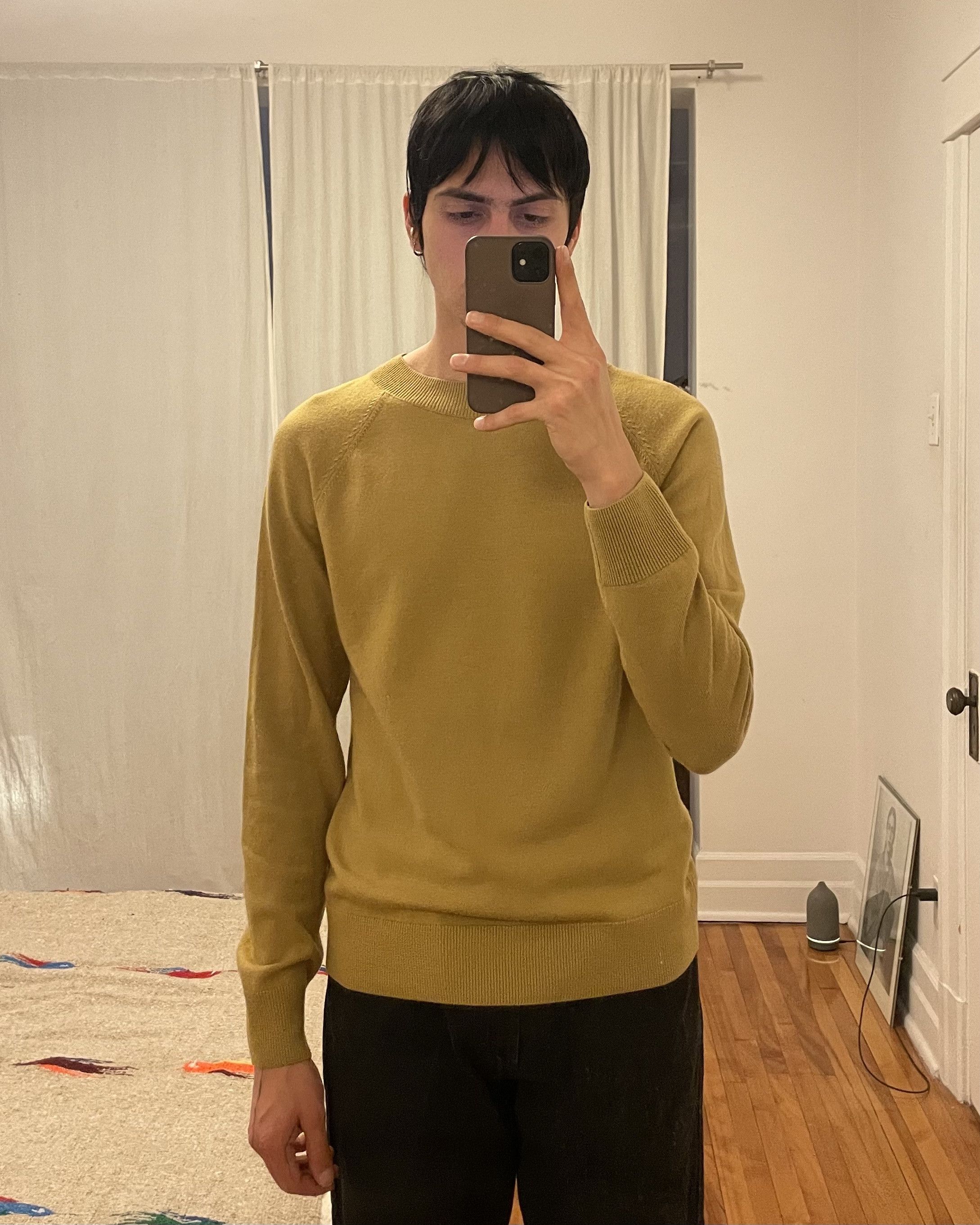 image of Dries Van Noten Jenson Merino Wool Sweater in Mustard, Men's (Size Medium)