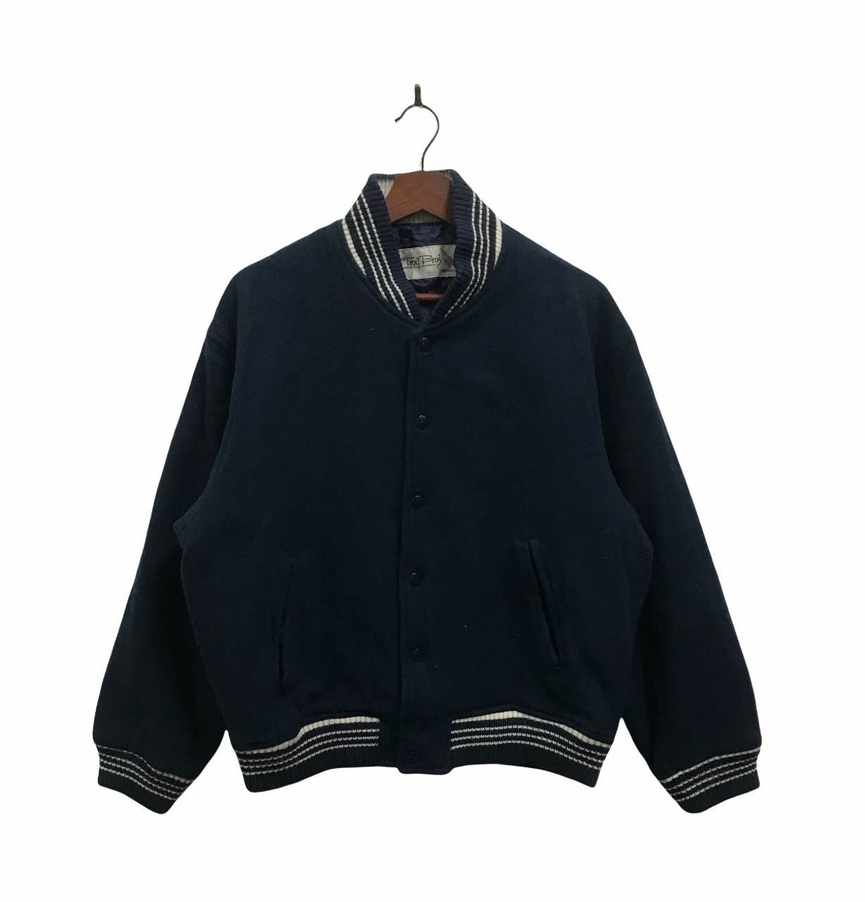 image of Troy Bros Retro Varsity Jacket in Dark Blue, Men's (Size Medium)