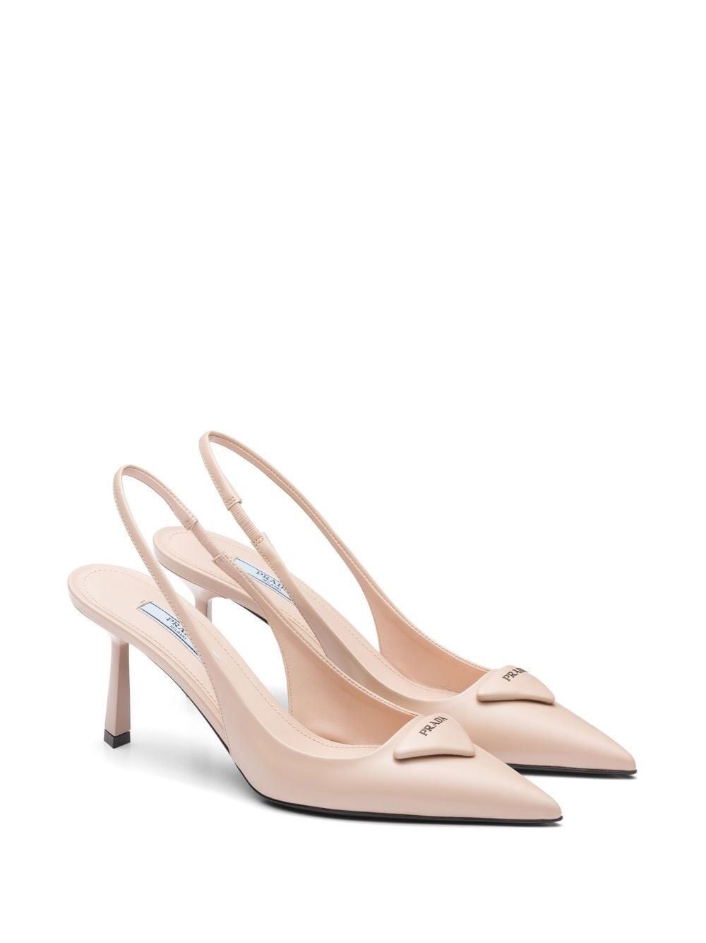 Prada Logo Brushed leather slingback pumps