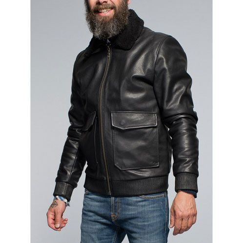 Nudie Jeans Tjalle Pile Leather Jacket Black Grailed