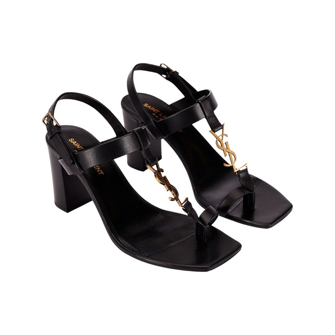 Saint Laurent YSL Logo Cassandra Leather Sandals