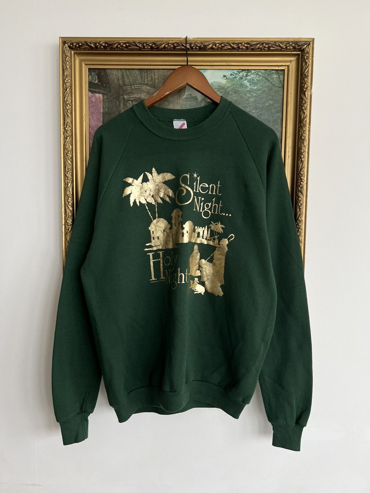 Band Tees Vintage 90s Silent Night Holy Night Jesus Green Sweatshirts Size US XL / EU 56 / 4 - 1 Thumbnail
