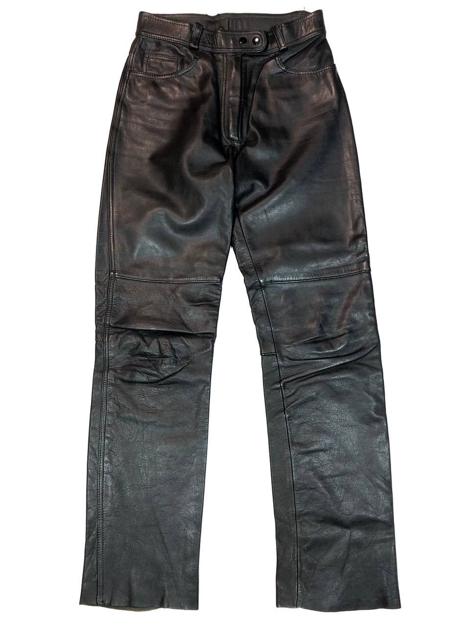 MotoDress Vintage Biker Leather Pants Black