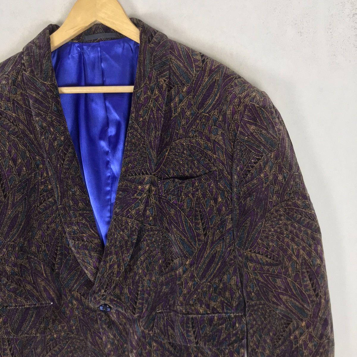 Kansai Yamamoto 🔥90s Kansai Yamamoto Man Art Velvet Cropped Jacket Size US M / EU 48-50 / 2 - 11 Thumbnail