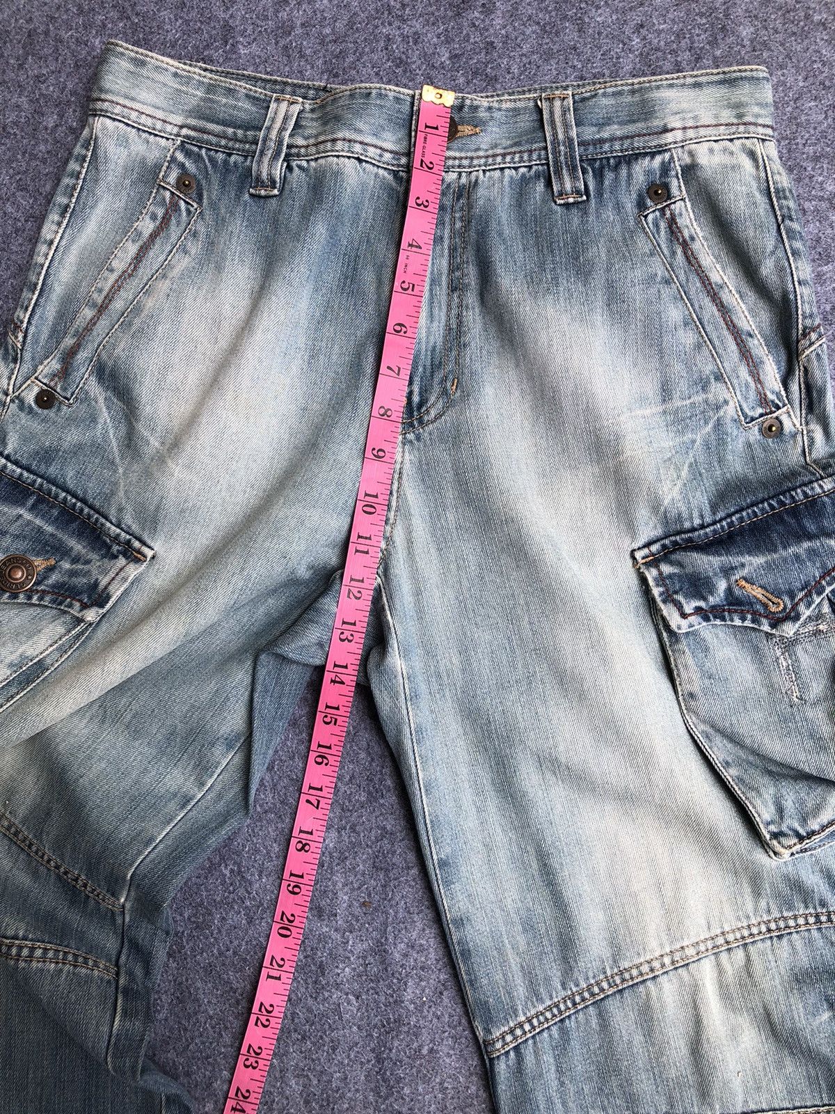 Japanese Brand Rare🔥Japanese Clride Flared Cargo Light Blue Jeans Size US 33 - 16 Thumbnail