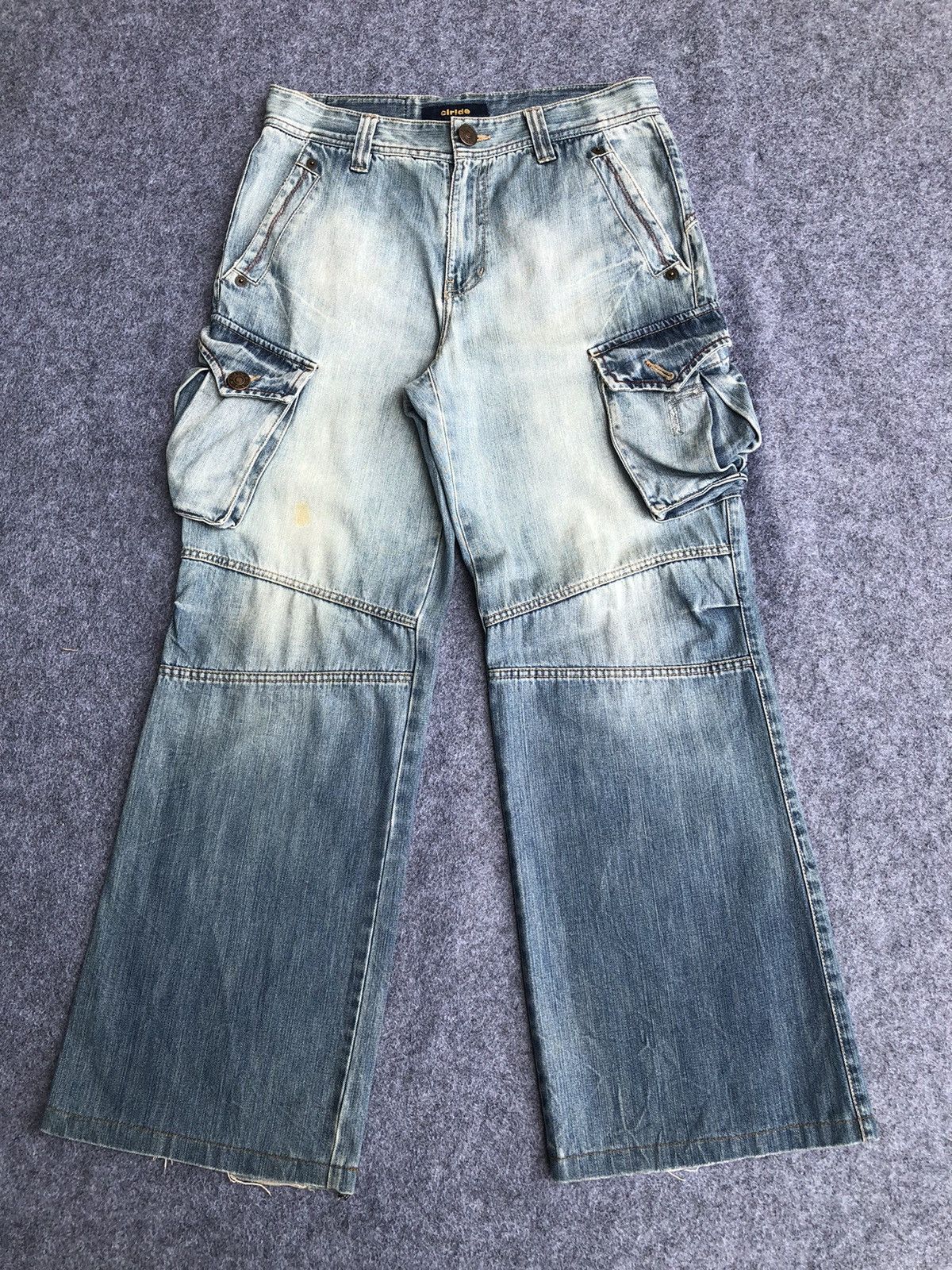 Japanese Brand Rare🔥Japanese Clride Flared Cargo Light Blue Jeans Size US 33 - 1 Thumbnail