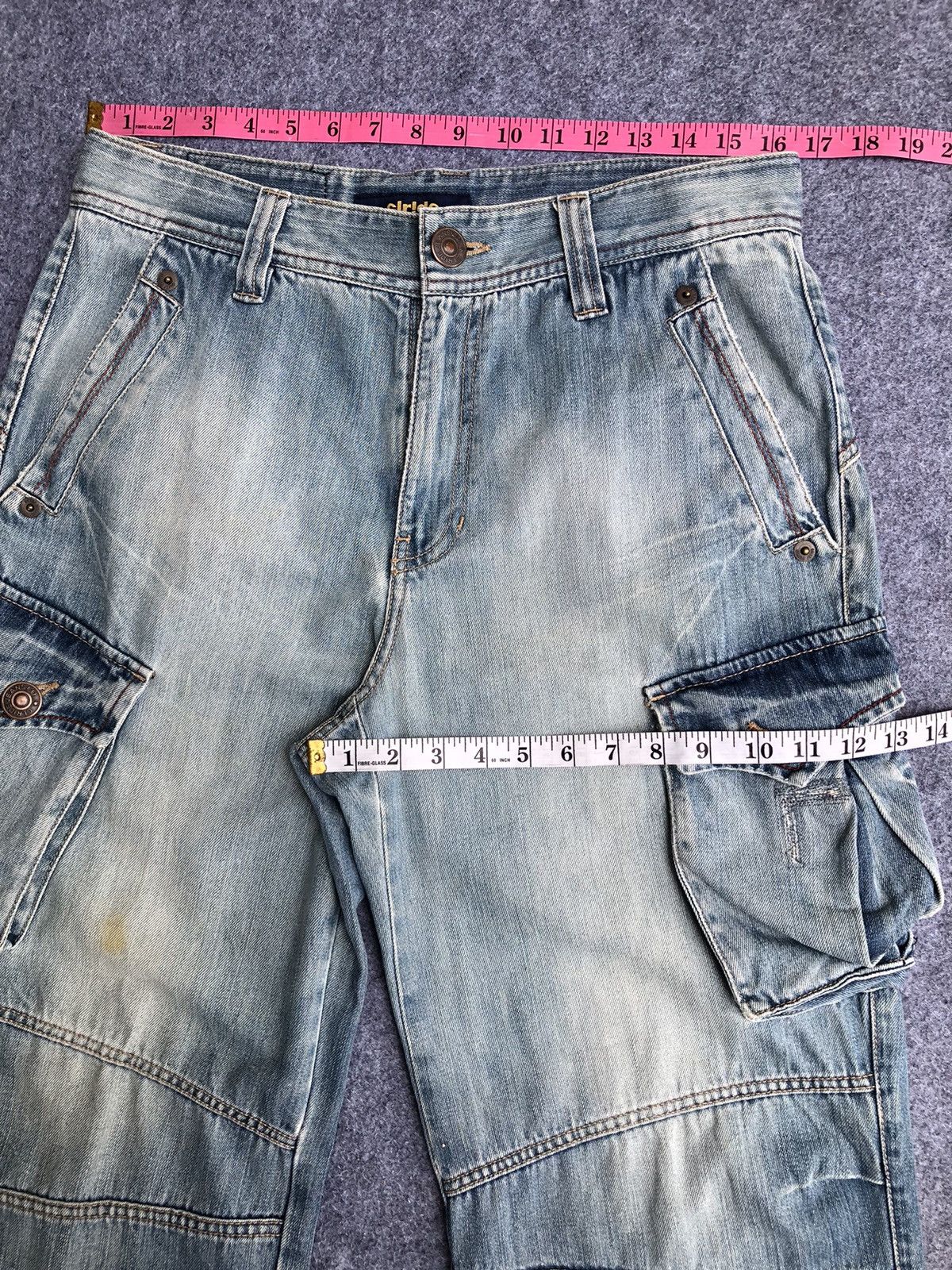 Japanese Brand Rare🔥Japanese Clride Flared Cargo Light Blue Jeans Size US 33 - 13 Thumbnail