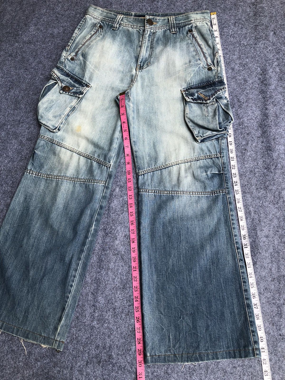 Japanese Brand Rare🔥Japanese Clride Flared Cargo Light Blue Jeans Size US 33 - 15 Thumbnail