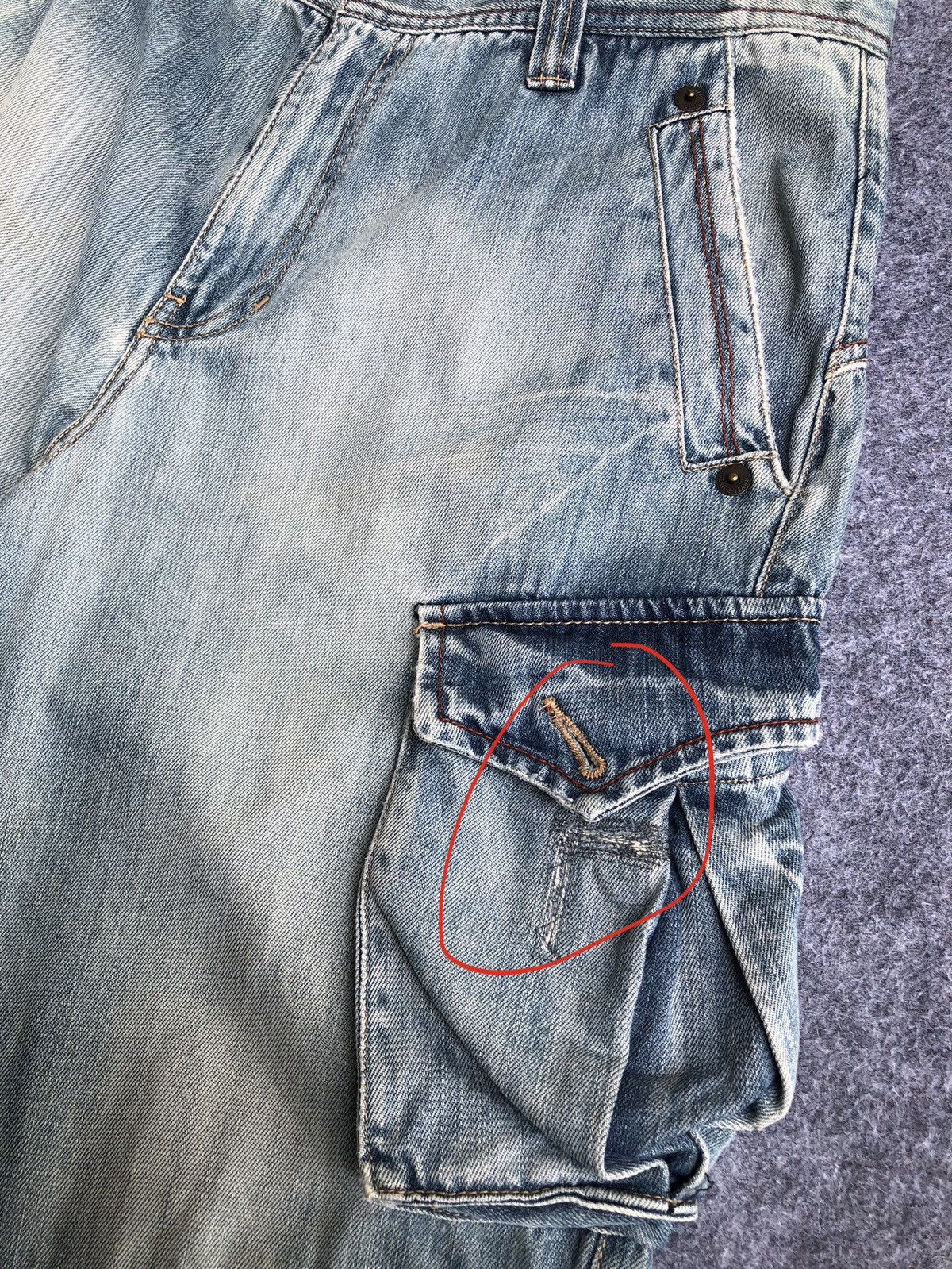 Japanese Brand Rare🔥Japanese Clride Flared Cargo Light Blue Jeans Size US 33 - 12 Thumbnail