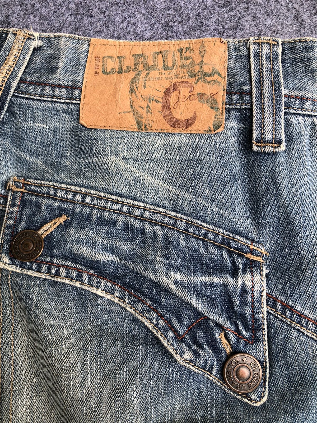 Japanese Brand Rare🔥Japanese Clride Flared Cargo Light Blue Jeans Size US 33 - 7 Thumbnail