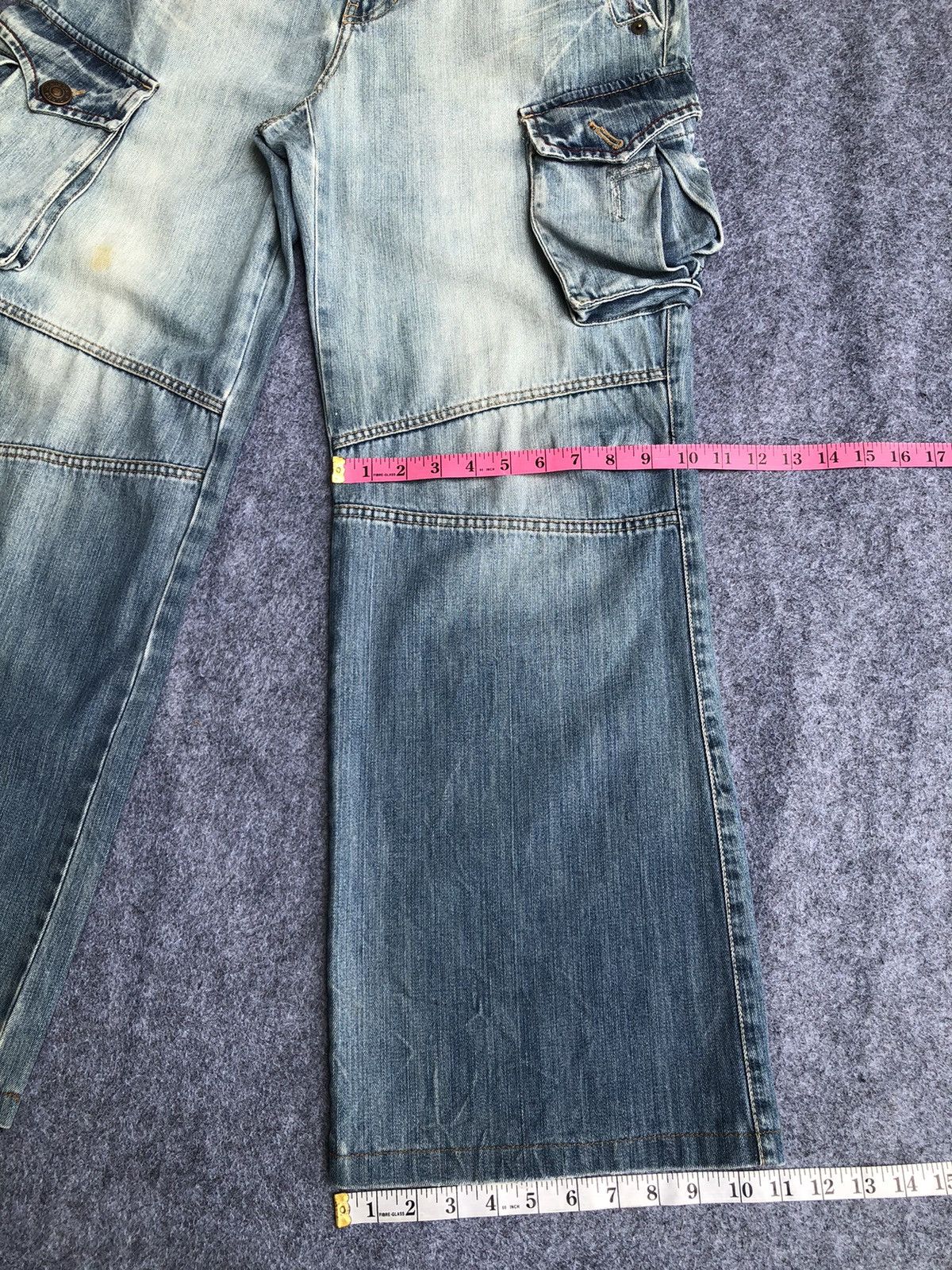 Japanese Brand Rare🔥Japanese Clride Flared Cargo Light Blue Jeans Size US 33 - 14 Thumbnail