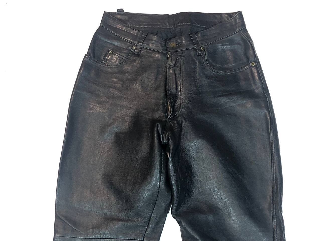 Vintage Leather Biker Pants Black