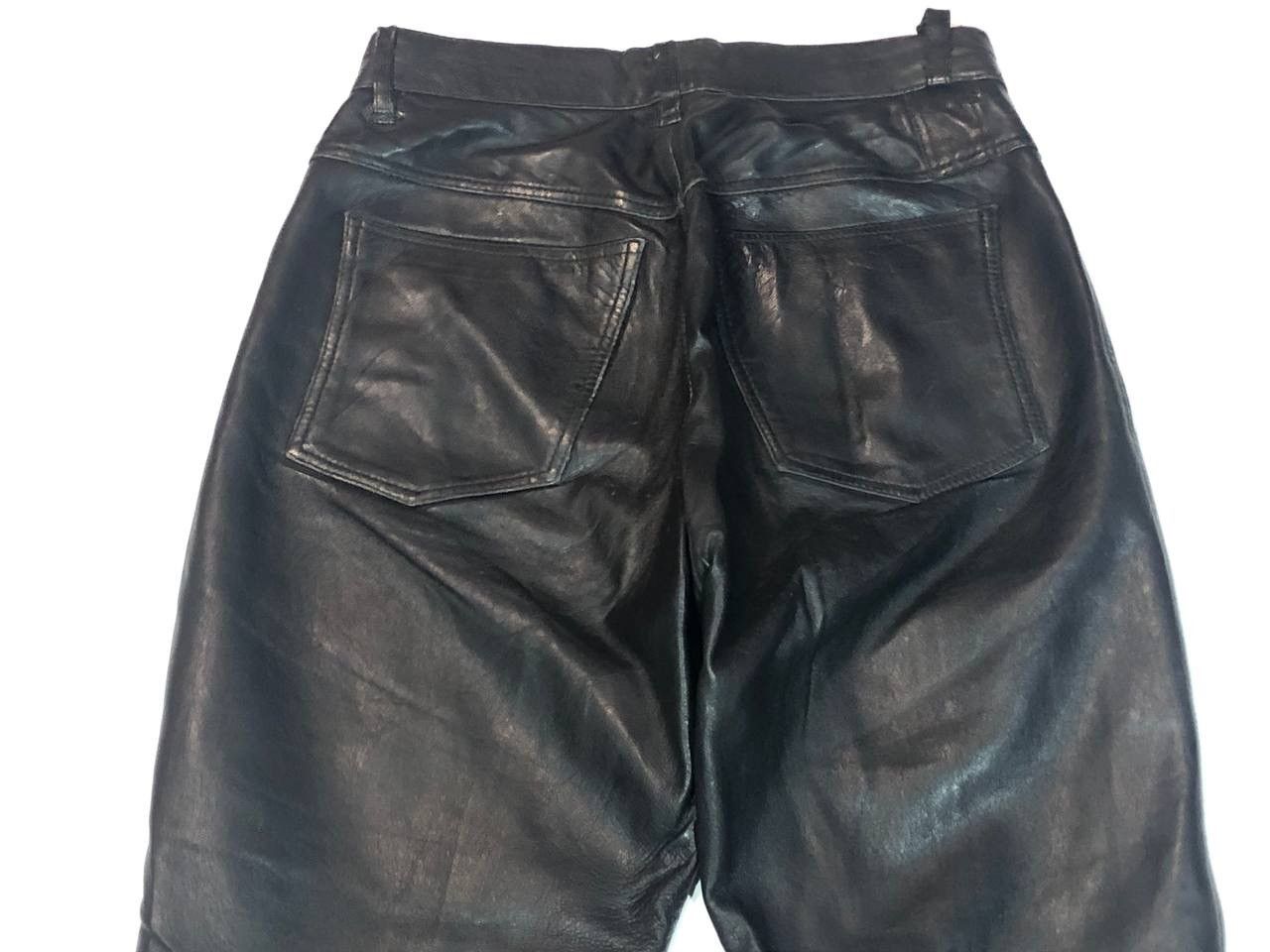 Vintage Leather Biker Pants Black