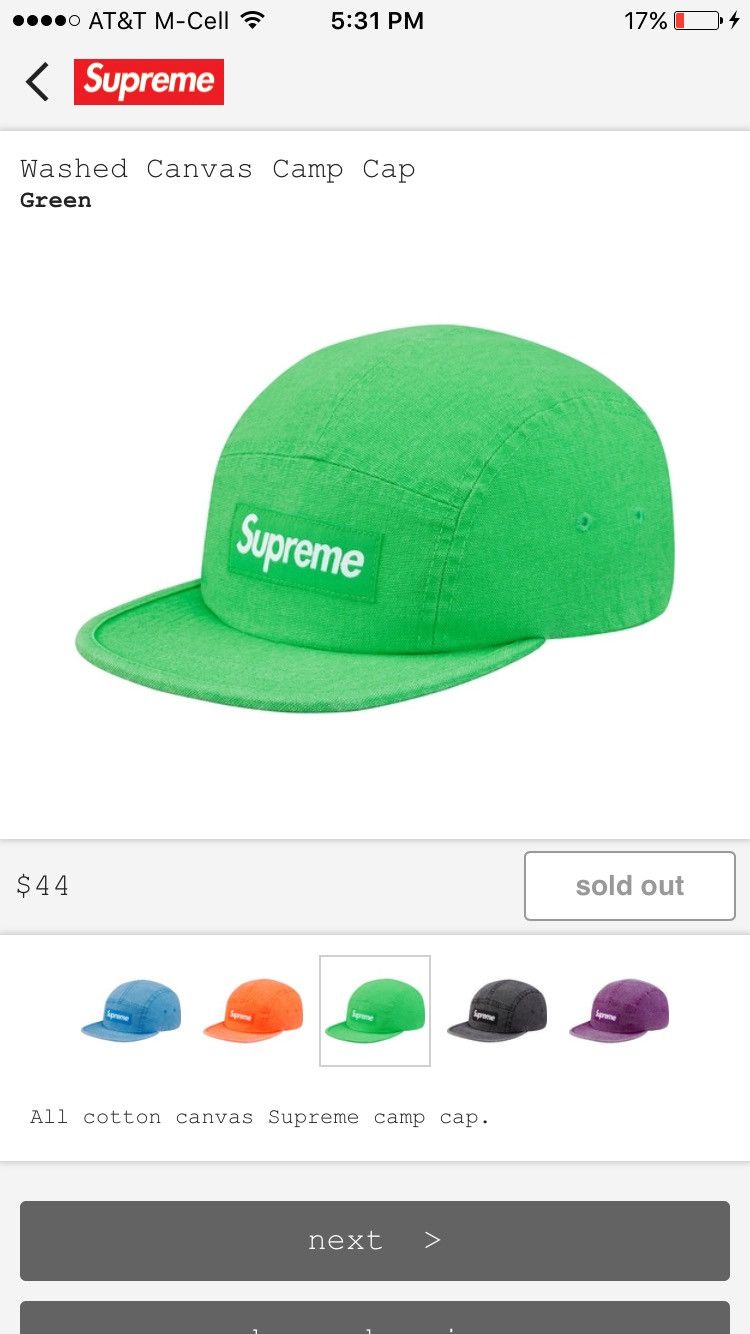 Supreme Washed Canvas Camp Cap | Grailed