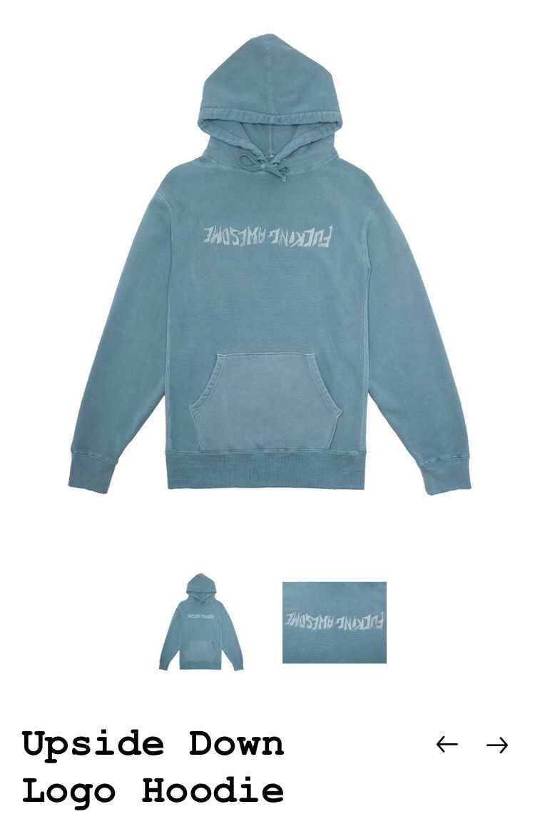 Fucking Awesome FA tonal embroidered upside down logo pigment dyed hoodie Grailed