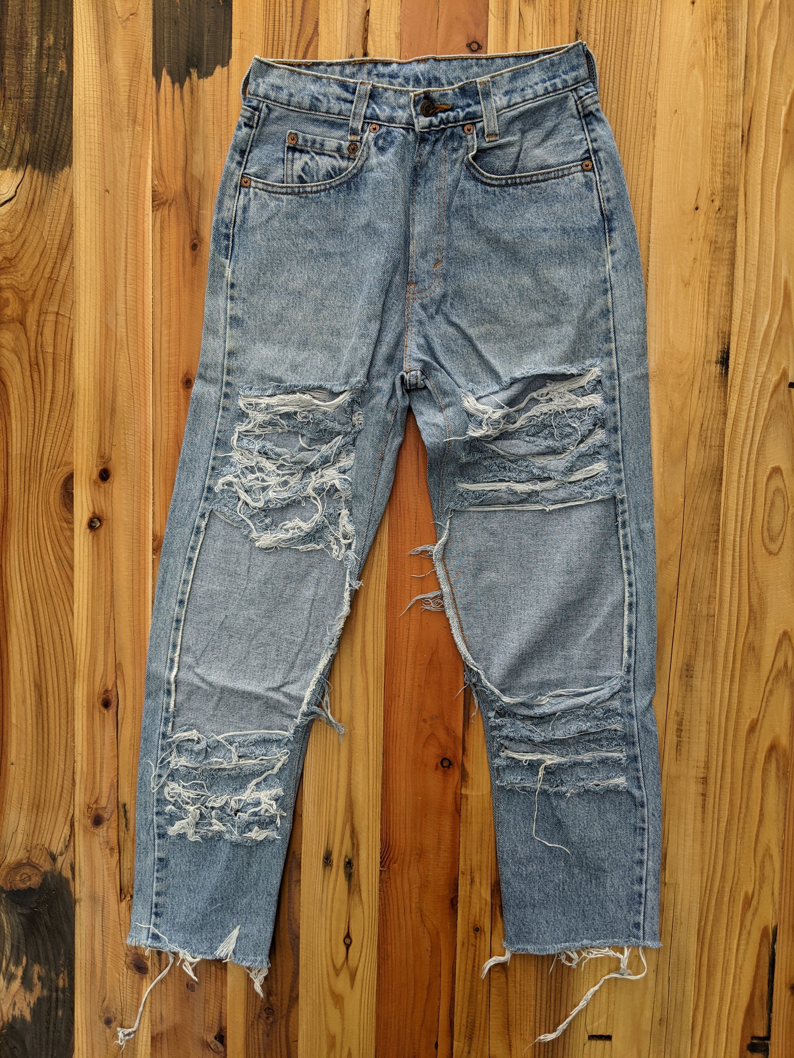 image of Levi's 501 Distressed Denim Pants Size 26 in Blue Denim, Men's