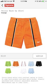 Supreme Velour Warm Up Shorts | Grailed