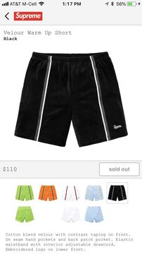 Supreme Velour Warm Up Short | Grailed