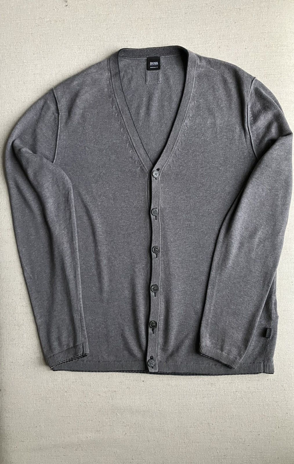 image of Hugo Boss Boss Main Line Cotton/cashmere Cardigan Size M in Grey, Men's